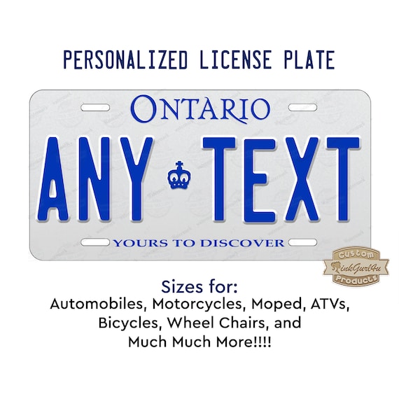 Design it Yourself Ontario Bicycle Plate Free Personalization on Plate