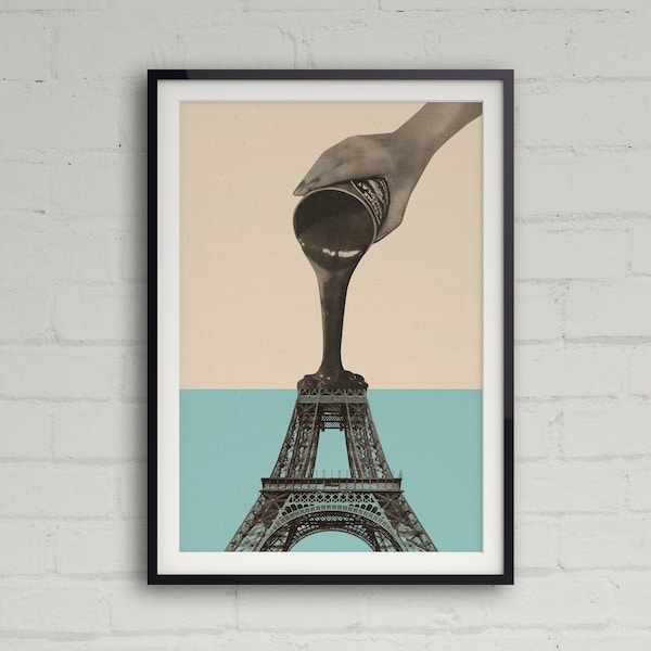 Affiche Paris Tour Eiffel par Itchi Collage Plusieurs couleurs disponibles!