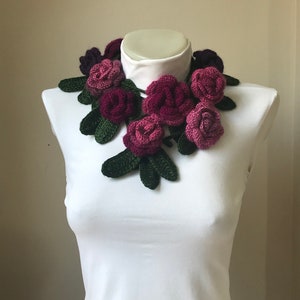 Pink crochet Rose Scarf/Crochet Scarf/Gift for her/Scarf for Her/scarf for women winter/Cheap christmas gifts/Scarf women handmade