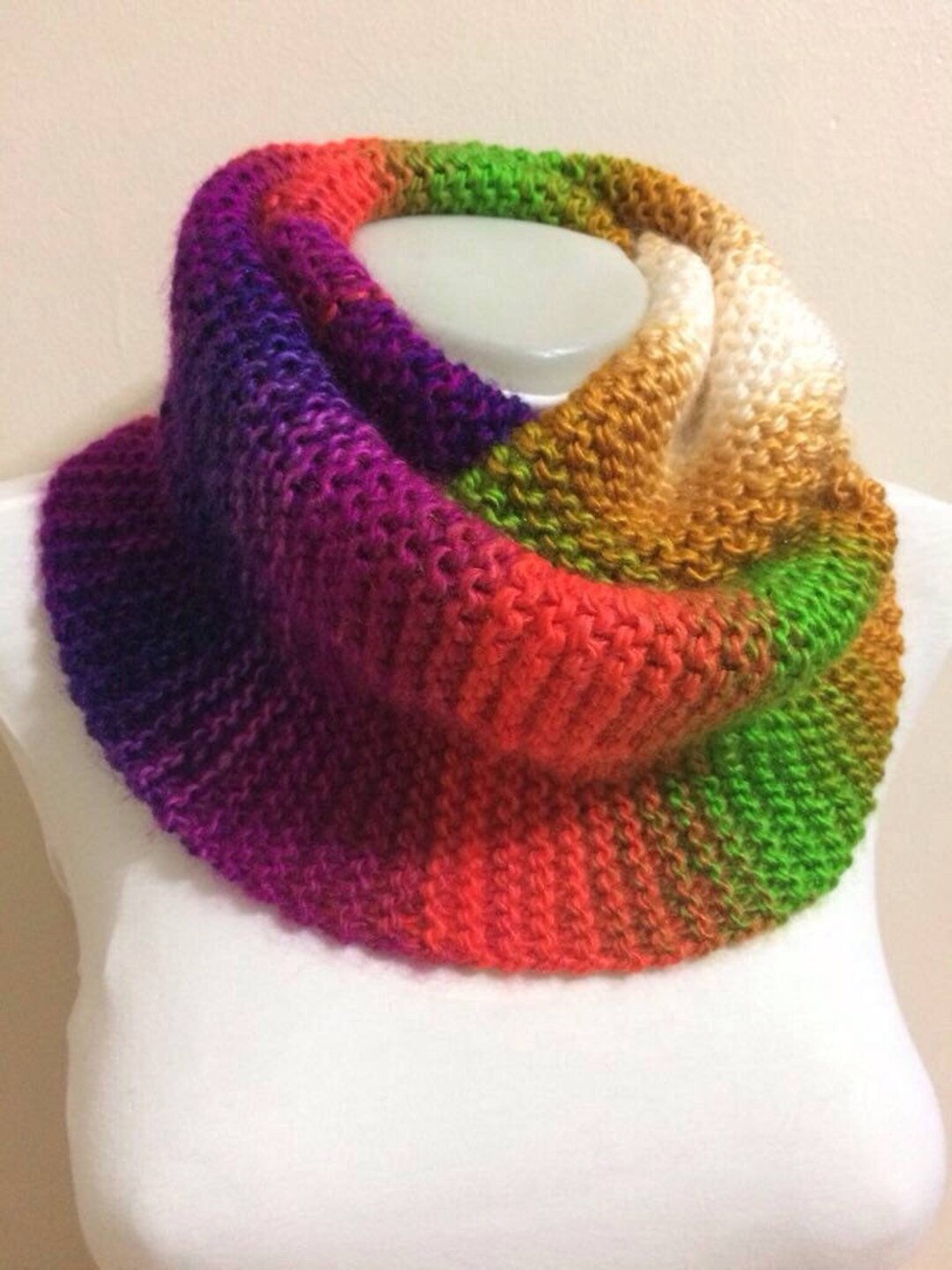 Knit Infinity Handmade Scarf/colorful Handmade Chunky - Etsy UK