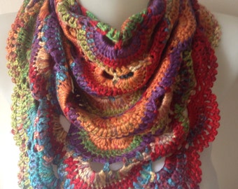 Crochet scarf ,Red,Blue Orange Handmade Crochet Scarf/Scarf for her/Gifts for her/Scarf for women handmade/Valentines day gift for her/