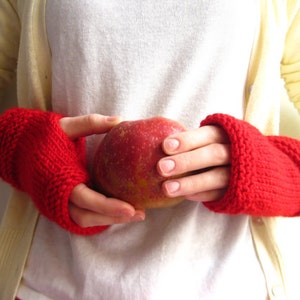 Red Fingerless gloves womens Christmas gift,Knitted red fingerless glos for winter, , red mittens,Birthday Gifts,Winter Accessories, image 4