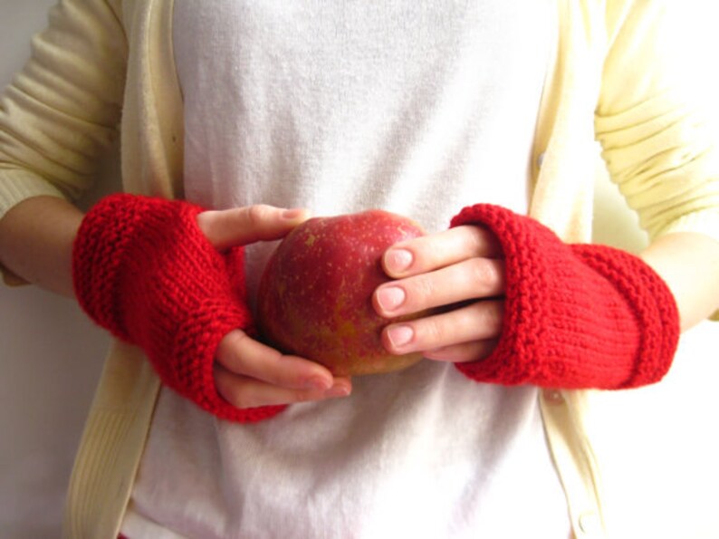 Red Fingerless gloves womens Christmas gift,Knitted red fingerless glos for winter, , red mittens,Birthday Gifts,Winter Accessories, image 4