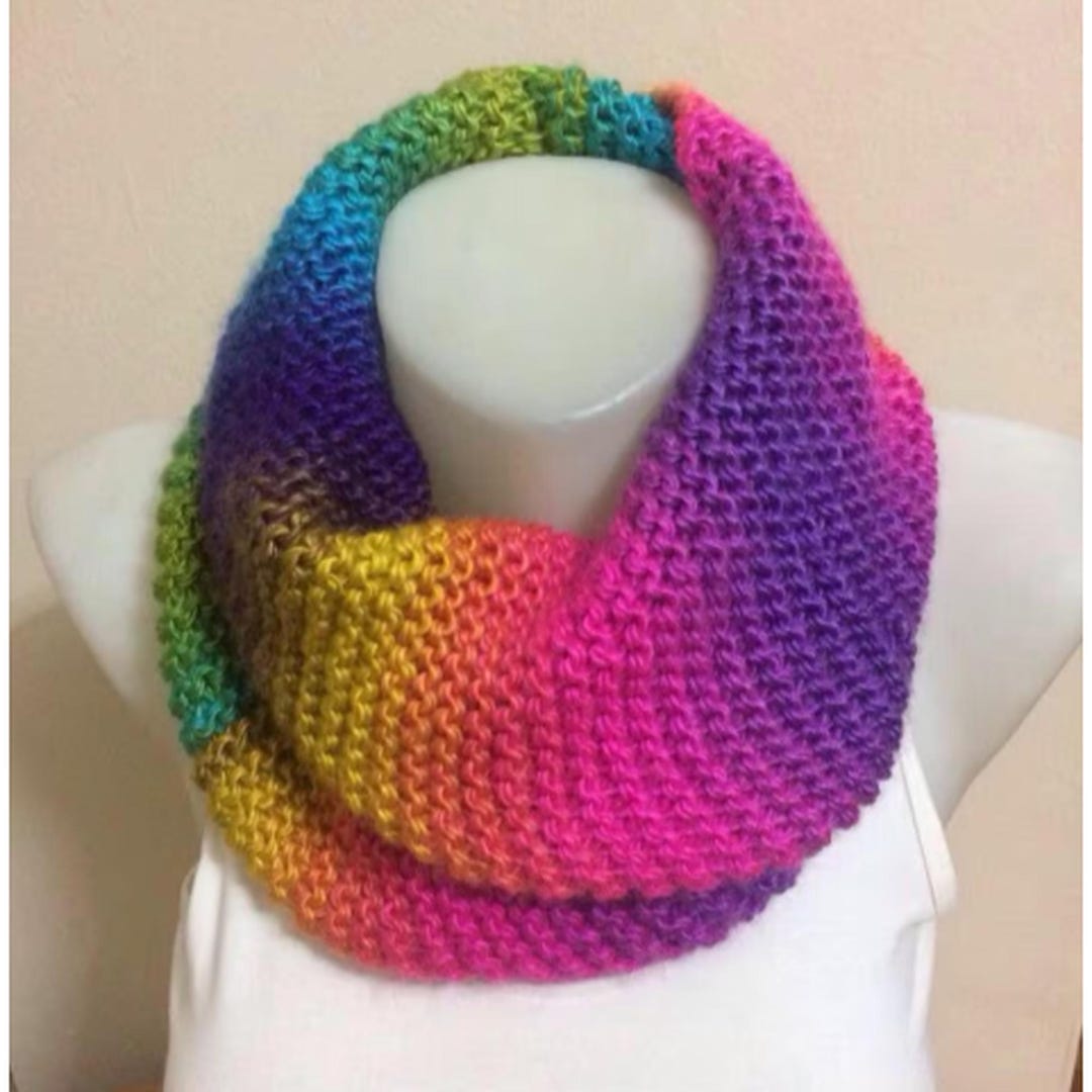 Rainbow Chunky Knit Infinity Scarf, Handcrafted Luxury Winter Accessory ...