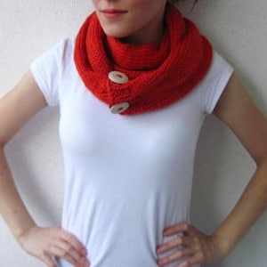 Knitted Infinity Orange Scarf