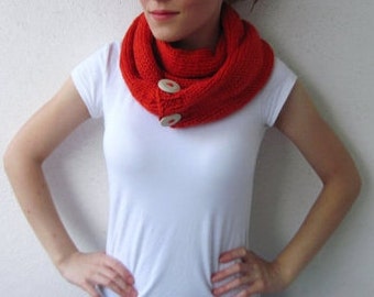 Knitted Infinity Orange Scarf