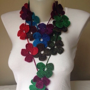 MULTIPLE OPTIONS Crochet flowers scarves/Crochet for gift/Gifts under 30 /Gifts for her/Flower necklace for women/Crochet for gift