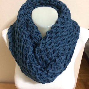 Knit Scarf,Knit Navy Blue Scarf,Handmade knitted infinity Navy Blue Scarf, Valentines Day gifts