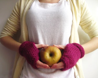 Fingerless Gloves Mittens, Wrist Warmers,in Purple