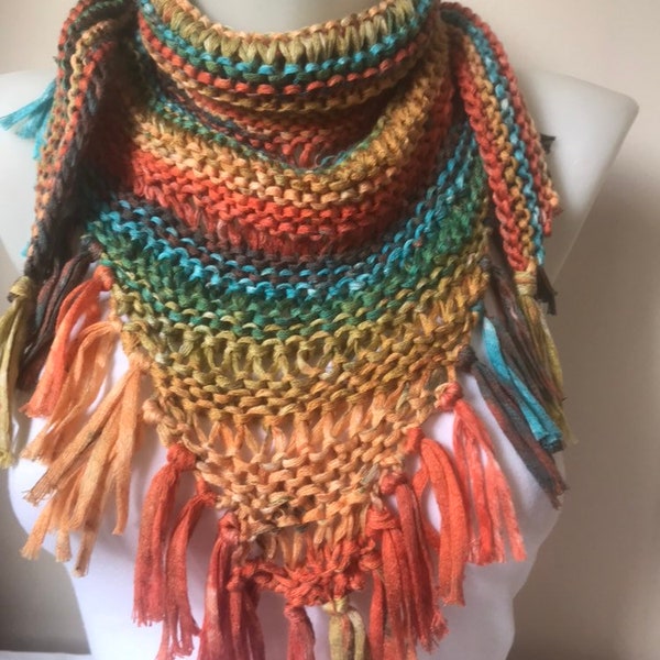 Orange Knit Scarf Etsy