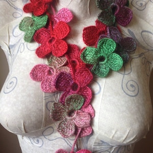 MULTIPLE OPTIONS Flower Crochet scarf/Gifts for her/scarf for women handmade/crochet flower scarf/crochet for gift/Gifts under 20
