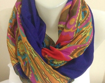 Scarf in Purple,Orange,Authentic Design, Scarf,Women Scarf, Scarf, Extra long scarf -Christmas Gift