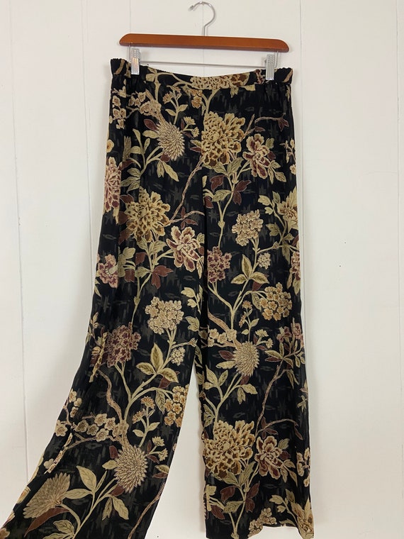 Vintage 90's Rayon Wide Leg Floral Pants // High W
