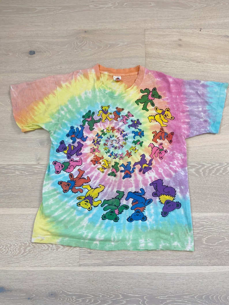 Vintage 80/'s GRATEFUL DEAD Tie Dyed T-shirt Dancing Bears
