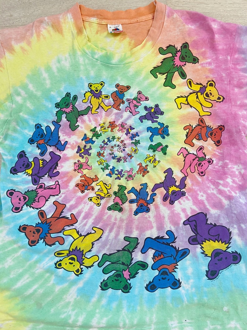 Vintage 80/'s GRATEFUL DEAD Tie Dyed T-shirt Dancing Bears