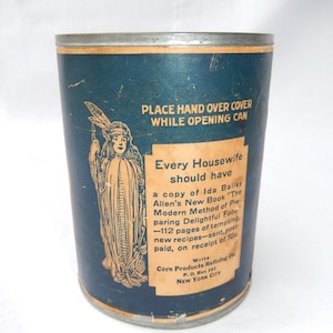 Karo Sirup Dose - Papieretikett - Sammlerdose - Bauernküche - Maisprodukte Refining Company
