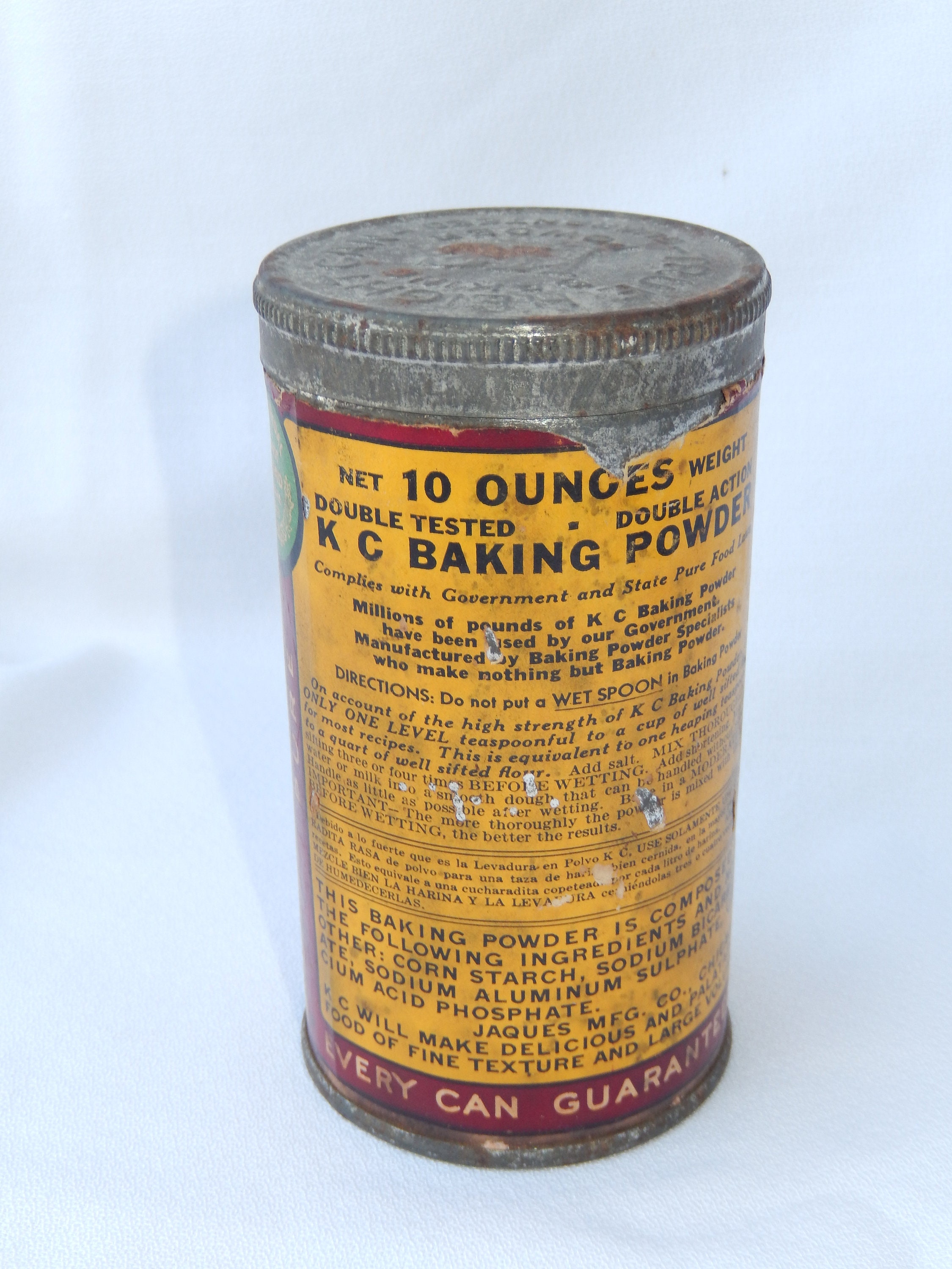 KC Baking Powder Tin - 10 Ounces - Jaques Manufacturing Company ...