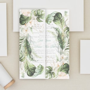CICELY | Tropical 5&quot;x7&quot; White Translucent Vellum Jacket