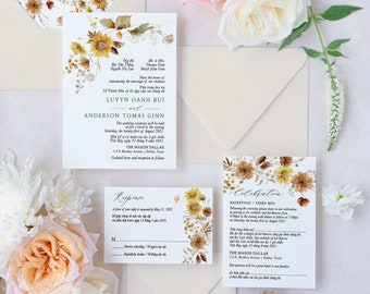 AUTUMN | Bilingual Vietnamese Wedding Invitation Suites