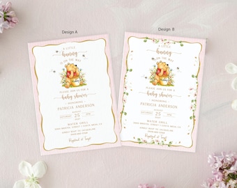 Printed Winnie the Pooh Baby Shower Invitation