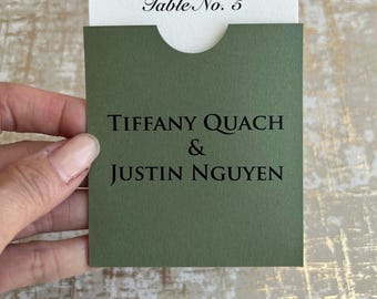 Custom Pocket/Sleeve with Insert Card, Table Number Place Cards, Seating Chart Envelope Enclosure