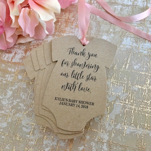 Customizable Message on Onesie Shape Tags with Ribbon