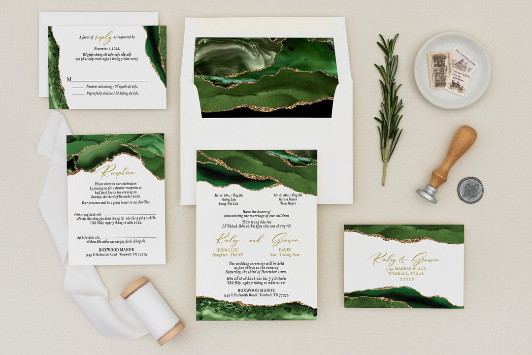 CLEMENTINE Bilingual Vietnamese Wedding Invitation Suites Etsy