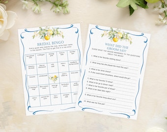 Main Squeeze Citrus Lemon Bridal Shower Card Games