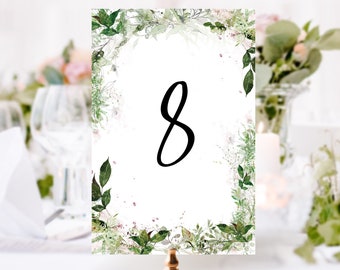 NICOLETTE | Lush Greenery Table Number Cards