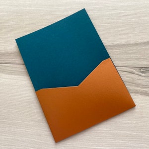 5.25&quot; x 7.25” | Two Tone (Dark Teal/Copper) Pocket Invite Card - Portrait (pocket on narrow side)