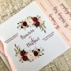 Marsala & Peach Layered wedding program (landscape style)