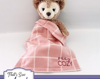 Stay Cozy Pink Plaid Cuddly Fleece Blanket • Fits Any Plush or Doll • Ready to Ship