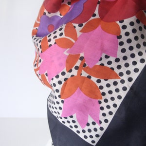 Discount 25% off Rare scarf in pure silk Lanvin silk scarf vintage, Lanvin vintage polka dots blue fuchsia flowers, 60s