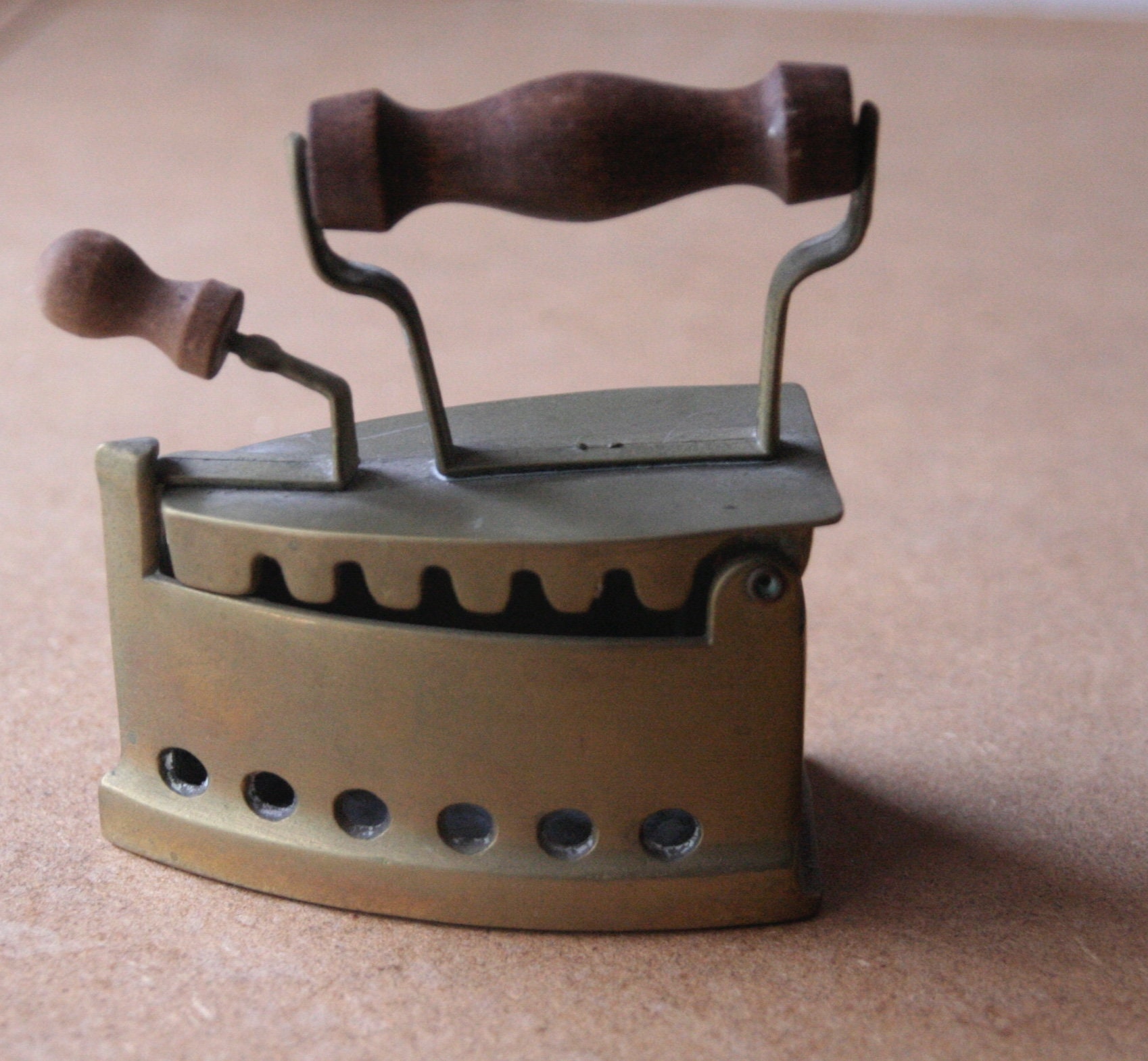 Vintage Charcoal Iron Metal Iron With Wooden Handle Etsy UK