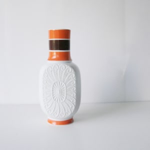 Vintage optical white and orange amphora vase flower holder German porcelain Royal KPM porcelain vintage Germany