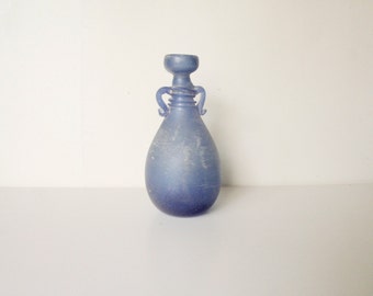 Antique vintage blue blue glass vase, 80s, blue matt glass flower pot
