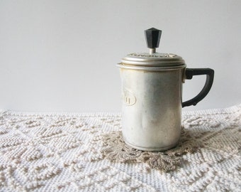 antique camomile bonomelli teapot in aluminum, kitchen furniture, vintage rustic furniture