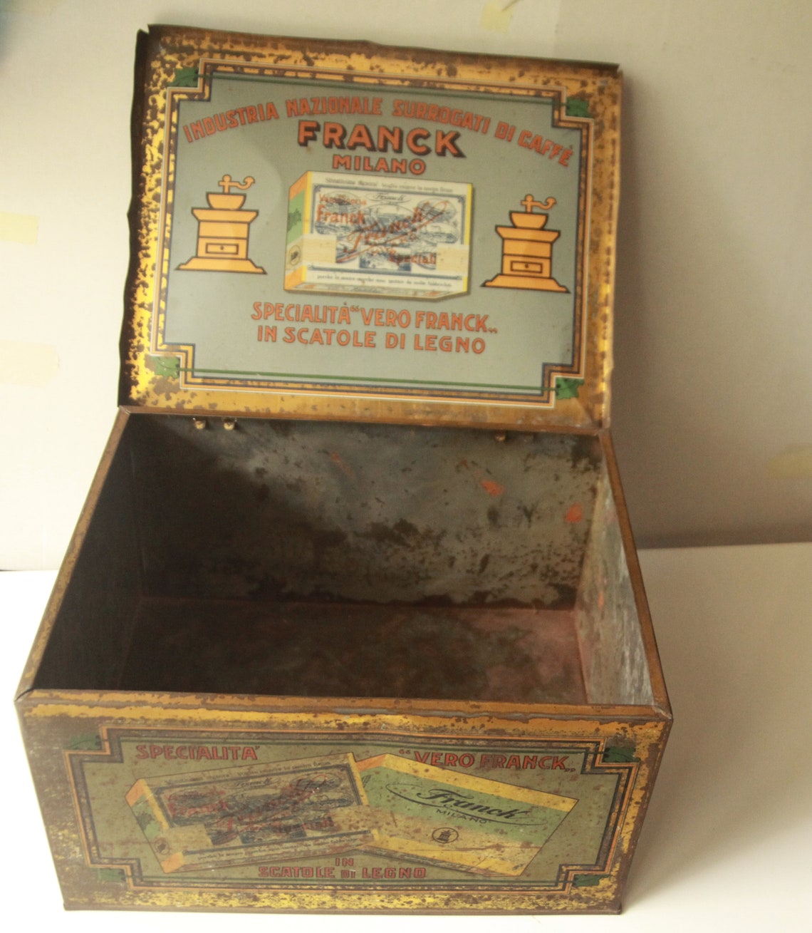 Large Antique Franck Metal Box Franck Coffee Surrogate Box Etsy