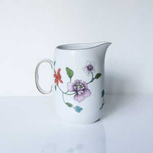 Vintage english porcelain jug Royal Worcester milk jug floral decorations with butterfly