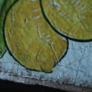 Handmade vintage ceramic tile hand-painted plants lemons citrus decoration, decorative tile image 5