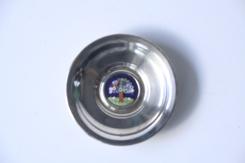 Silver with vintage murrina Piccolo rings 70s80s silver saucer ring holder