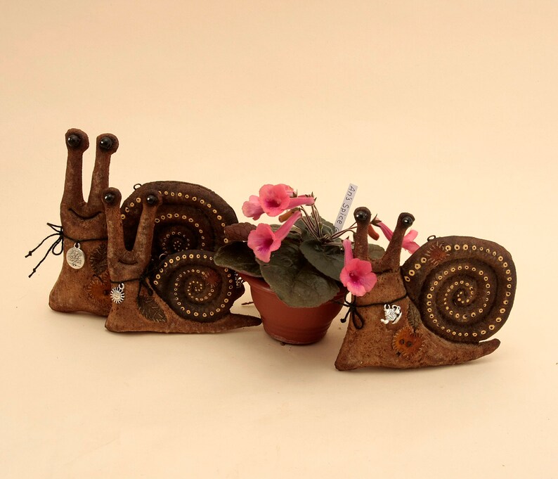 Three Snail dolls Primitive Snails Primitive Animals Ornament Etsy