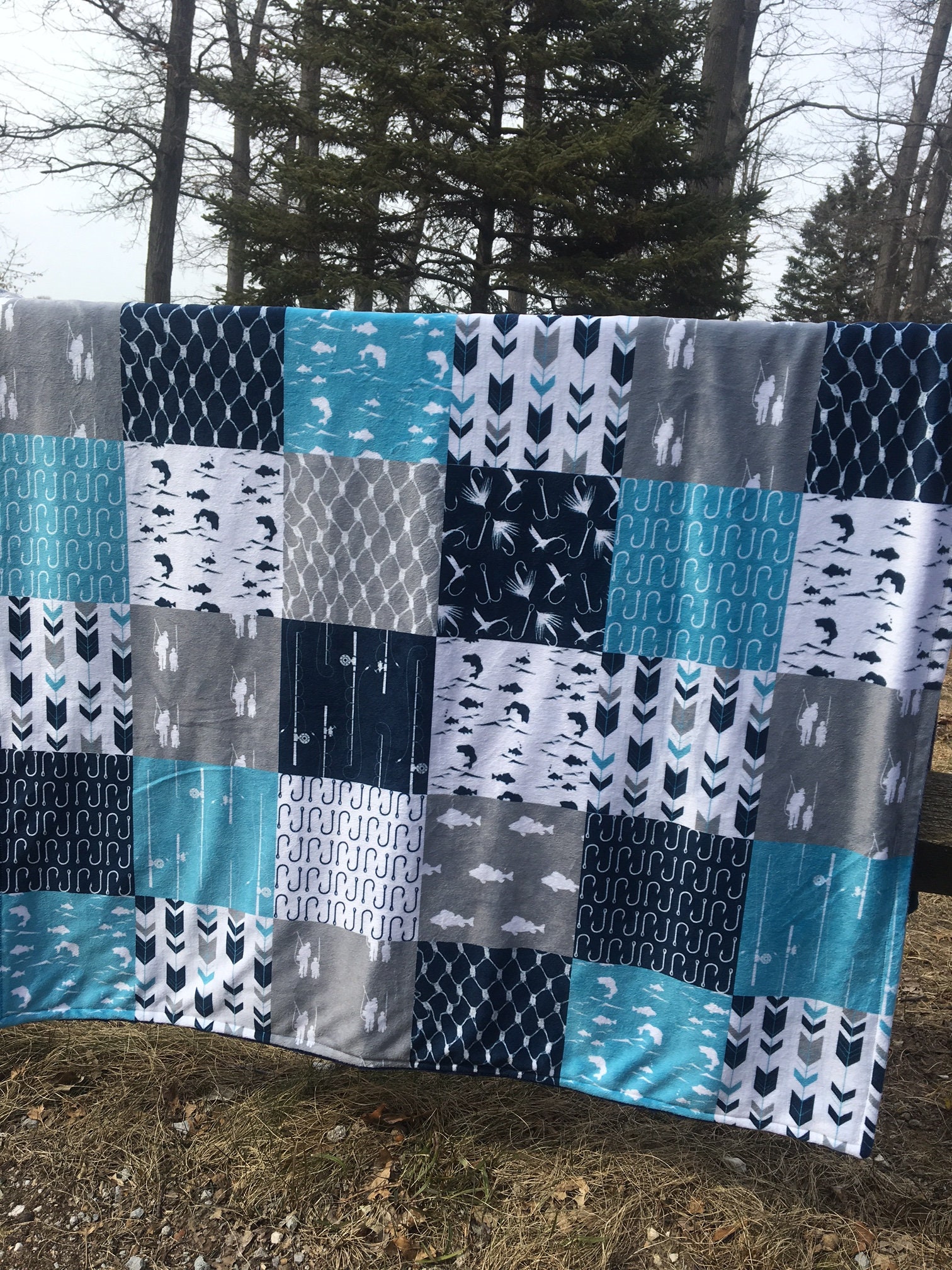 FLY FISHING Minky Blanket Double Minky Blankets Fishing Etsy