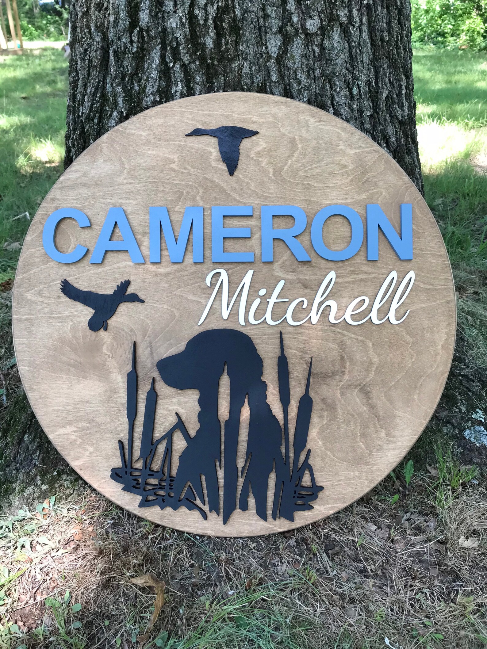 Duck Hunting Nursery Name Sign 1836 Inch Round Name Sign Etsy