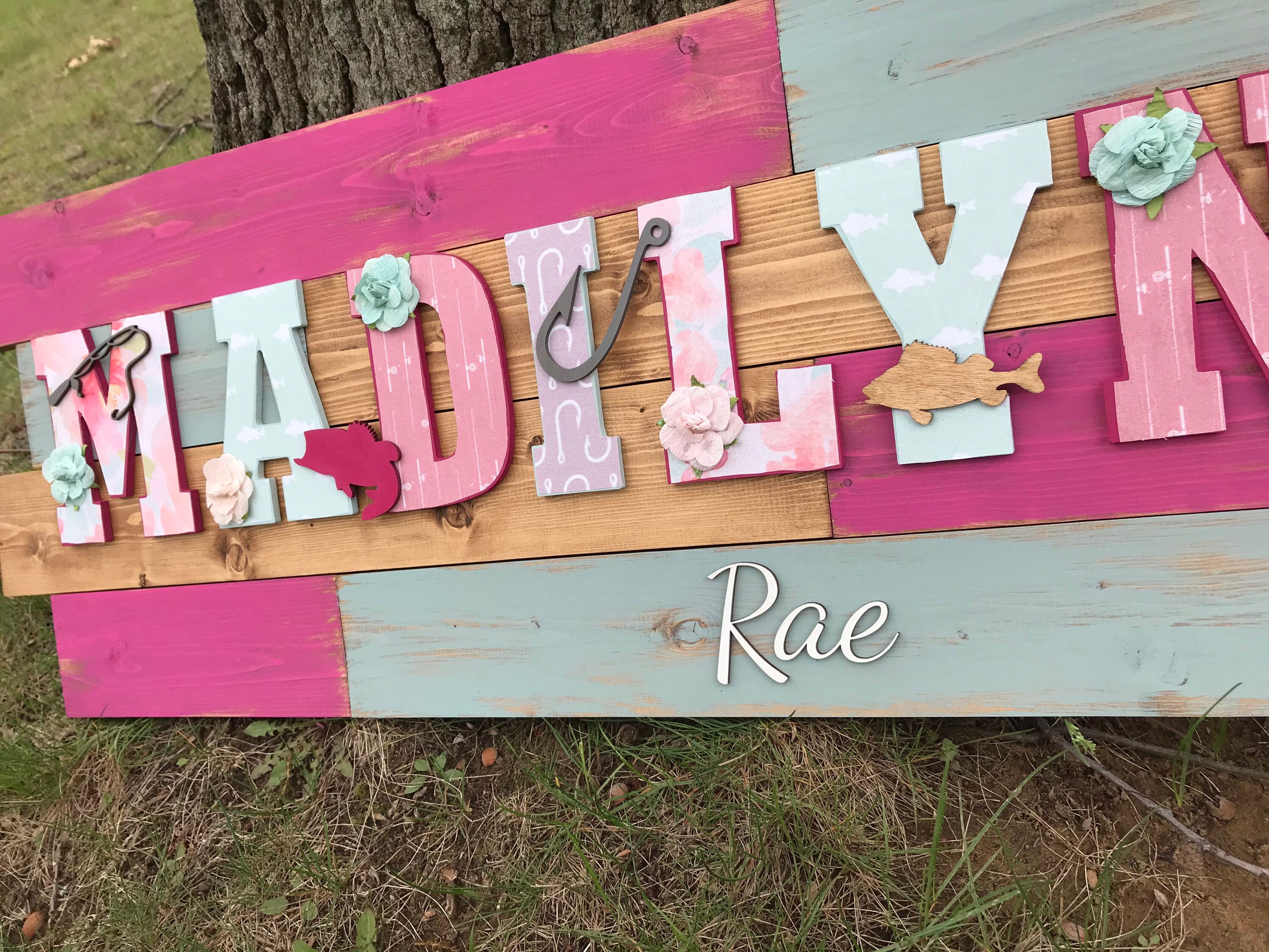 Personalized Pallet Wood Name Sign 2852 Inch Fishing Baby Etsy