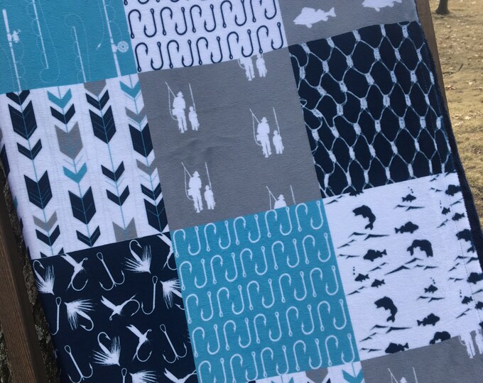 FLY FISHING Minky Blanket Double Minky Blankets Fishing Etsy