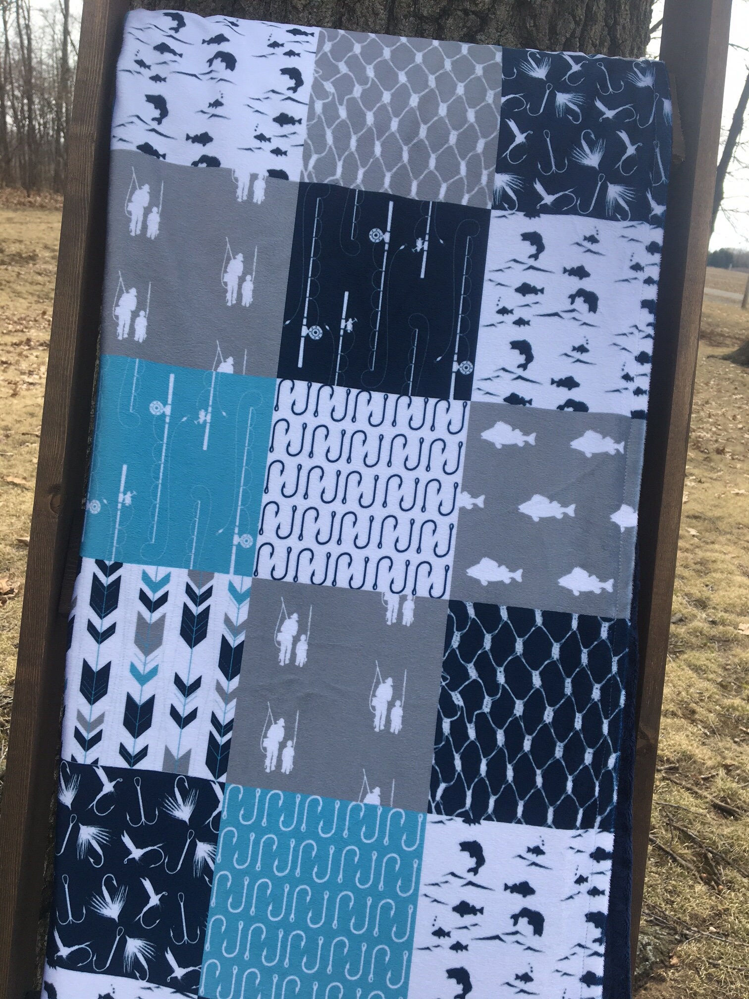 FLY FISHING Minky Blanket Double Minky Blankets Fishing Etsy