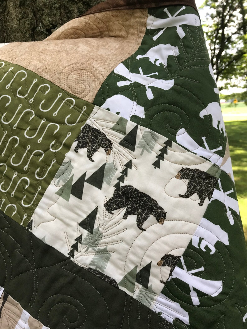 Woodland Baby Quilt Deer Baby Quilt Bear Baby Quilt Deer Etsy