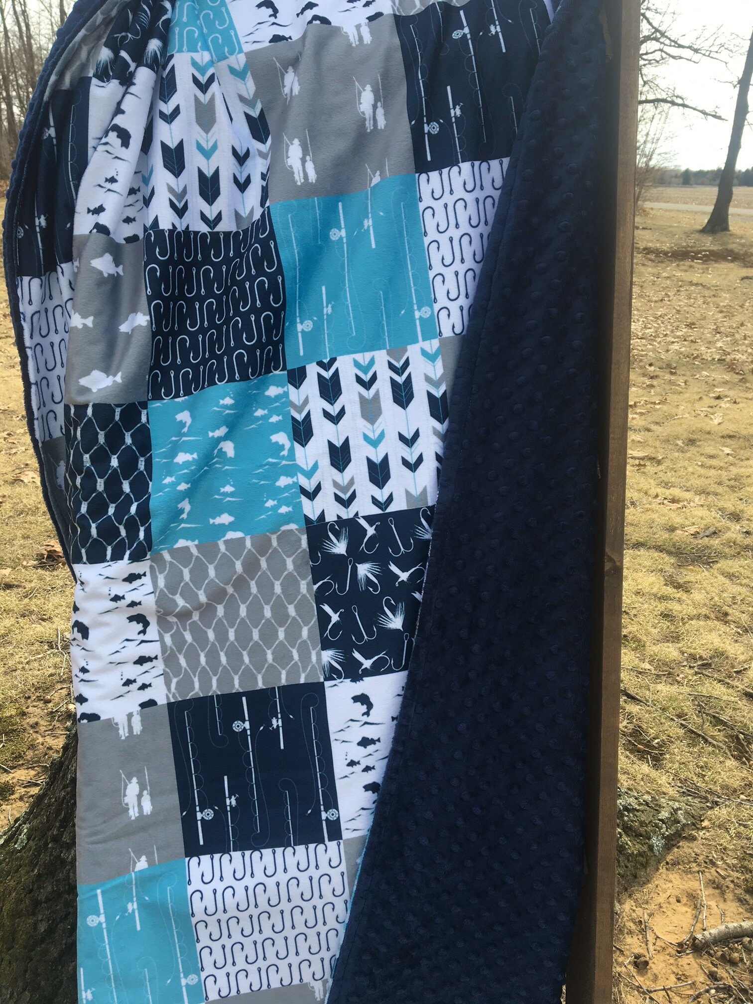 FLY FISHING Minky Blanket Double Minky Blankets Fishing Etsy