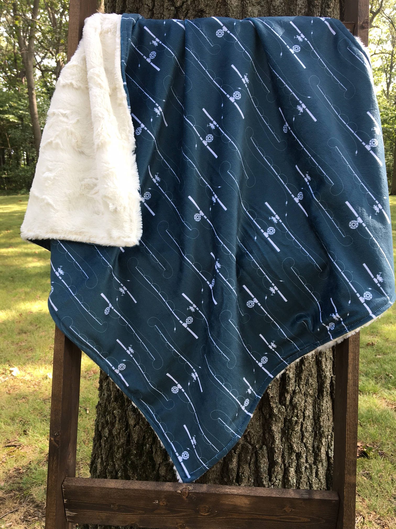 FISHING POLE Minky Blanket Double Minky Blankets Fishing Etsy